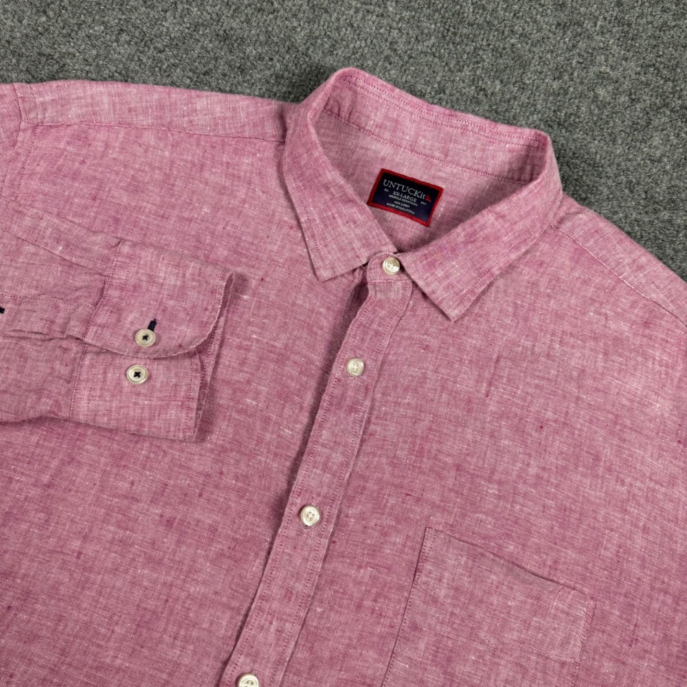 UNTUCKit Laleure WR Pink 100% Linen Button Down Shirt Mens XXL Regular Fit 40440